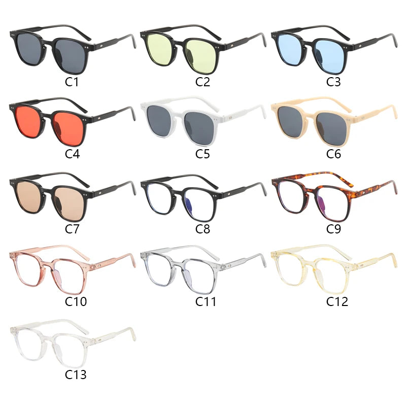 Retro Fashion Square Sun Glasses Women Men Simple Colorful Brand Sunglasses Leisure Vacation Female Male Eyeglasses